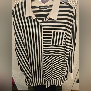 Karl Lagerfeld Black and White Oversized Button Down Shirt